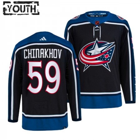 Barn Ishockey Columbus Blue Jackets tröja Yegor Chinakhov 59 Adidas 2022-23 Svart Reverse Retro 2.0 Authentic